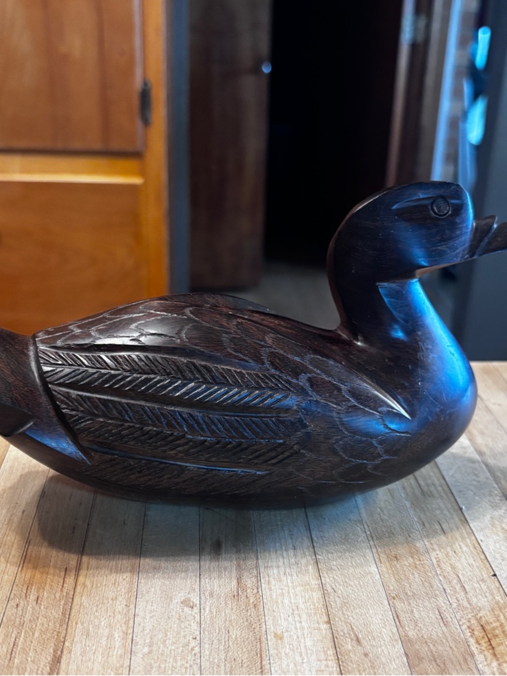 Vintage Hand Carved Ironwood Duck Sculpture Figurine Decoy
